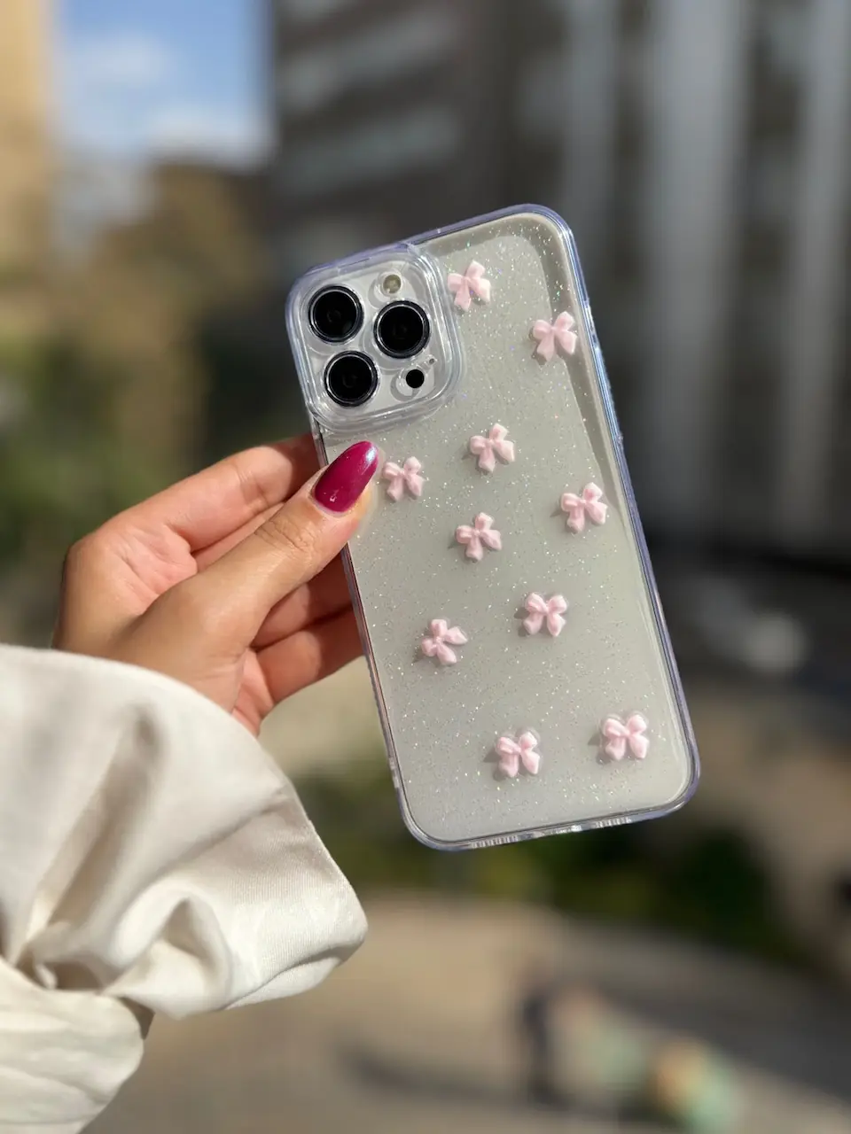 قاب پاپیون صورتی شاین آیفون ، سامسونگ ، شیائومی (کدC2059) - تصویر 7