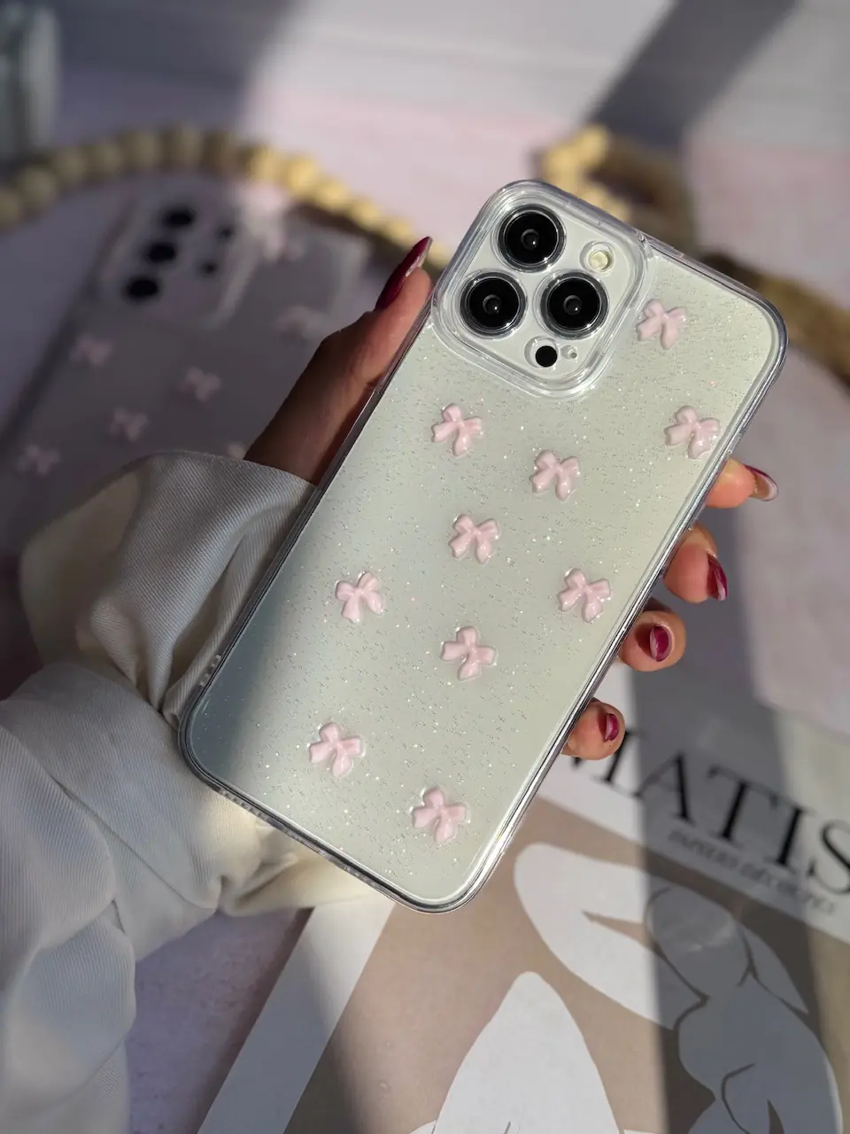 قاب پاپیون صورتی شاین آیفون ، سامسونگ ، شیائومی (کدC2059) - تصویر 6